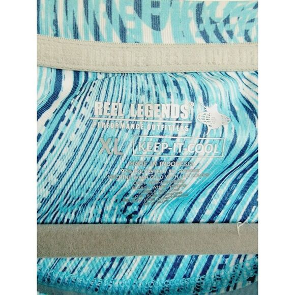 Reel Legends XL Women's Shirt Striped Light Blue White Keep It Cool Perform SS - Picture 3 of 6
